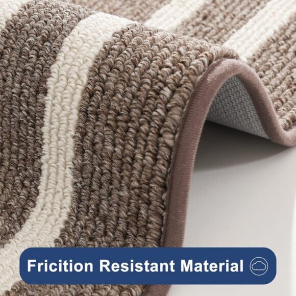 Machine Washable Solid Kitchen Rug New 24x48In Long Kitchen Mat, Absorbent Non-Skid Washable Floor Rug, Brown Frame